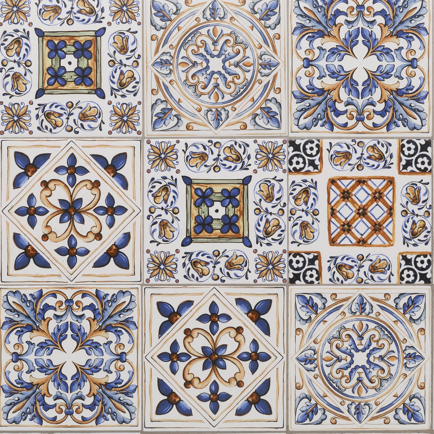 VESTIAMO CASA - Tavolo Rettangolare in metallo nero con top maioliche Blu - h75x120x80 cm
